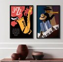 Ver imagem 2 de Kit 2 Quadros Decorativos Jazz Cartaz Poster 24x18cm - com Vidro:madeira Preta