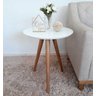 Mesa De Canto Lateral Pé Palito Branca com Vidro 50 cm Diâmetro 60 cm Altura Casa Uai - 2