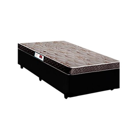 Cama Box Solteiro Colchão Top Line Mola Bonnel + Box Sintético Preto Serra Negra 63x88x188