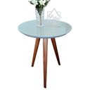 Ver imagem 1 de Mesa De Canto Lateral Pé Palito Cinza com Vidro 50 cm Diâmetro 60 cm Altura Casa Uai