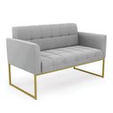 Ver imagem 1 de Sofá Namoradeira Elisa Suede Cinza Base Metálica Industrial Dourada - D'Rossi