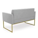 Ver imagem 4 de Sofá Namoradeira Elisa Suede Cinza Base Metálica Industrial Dourada - D'Rossi