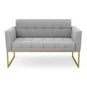 Ver imagem 3 de Sofá Namoradeira Elisa Suede Cinza Base Metálica Industrial Dourada - D'Rossi