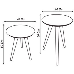 Conjunto Mesa De Canto Lateral Pé Palito Off White Vidro 40/40cm Diâmetro 60/50cm Altura Casa Uai - 3