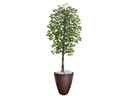 Ver imagem 1 de Planta Artificial Ficus Verde 2,10m kit + Vaso Redondo Marrom 40cm