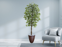 Ver imagem 2 de Planta Artificial Ficus Verde 2,10m kit + Vaso Redondo Marrom 40cm