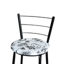 Ver imagem 2 de Jogo 2 Banqueta Alta Para Cozinha Epoxi Preta Estofado Floral Floral