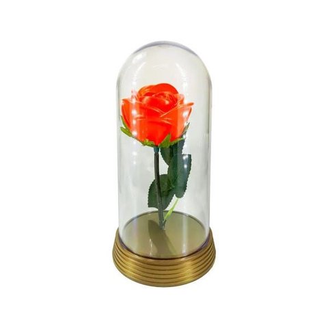 Luminária a Rosa Encantada Iluminada Vermelha a Bela e a Fera e o Pequeno Príncipe