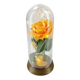 Luminária Cúpula A Bela E A Fera Rosa Encantada Aveludada - Ouro-Envelhecido - Laranja - 2