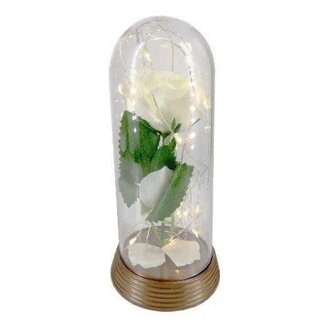Luminária Cúpula a Bela e a Fera Rosa Encantada Aveludada - Ouro-envelhecido - Branco