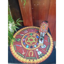 Toalha esoterica Tarot Runas 7 pedras elementos ciganos saquinho cx Mdf - 4