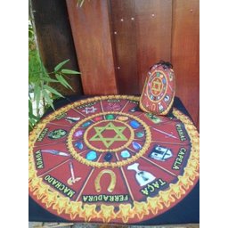 Toalha esoterica Tarot Runas 7 pedras elementos ciganos saquinho cx Mdf - 2