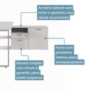 Ver imagem 6 de Escrivaninha Mesa Escritório Diretor Extensível em L com Armário Lateral Pé Espresso Móveis Cinza