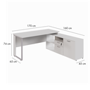 Ver imagem 3 de Escrivaninha Mesa Escritório Diretor Extensível em L com Armário Lateral Pé Espresso Móveis Cinza