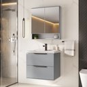 Ver imagem 1 de Conjunto para Banheiro Iolanda Suspenso 60 com Espelheira e Lavatório Fabribam Cinza
