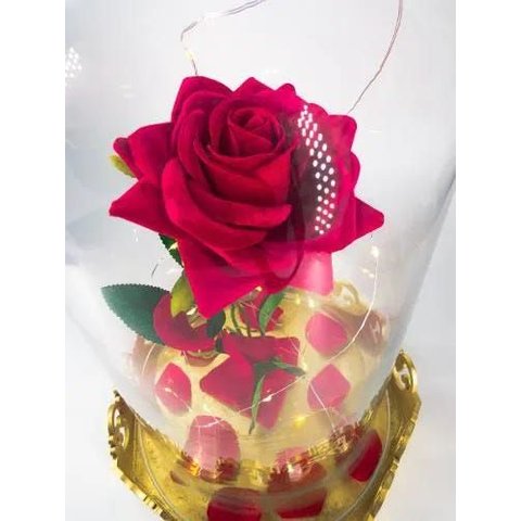 Luminária Cúpula Redoma Rosa Encantada - o Pequeno Princípe - Dourado - Vermelho