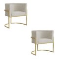 Ver imagem 1 de Kit 2 Poltrona Luana Suede Bege Base Dourada Luxo - Fm