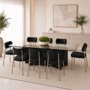 Ver imagem 1 de Kit 8 Cadeiras Sala de Jantar Lisa Pés Champanhe PU Preto m² - Monari Design