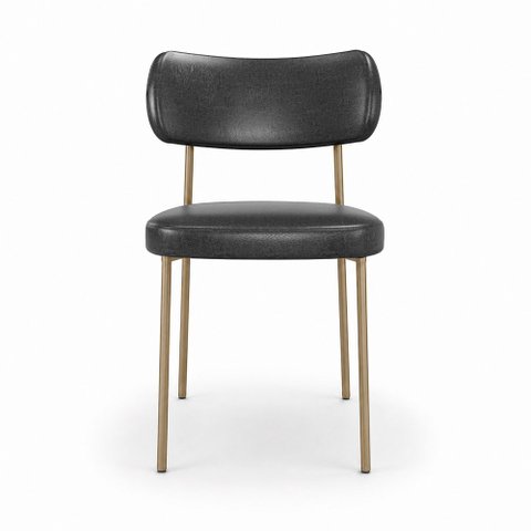 Kit 8 Cadeiras Sala de Jantar Lisa Pés Champanhe PU Preto m² - Monari Design