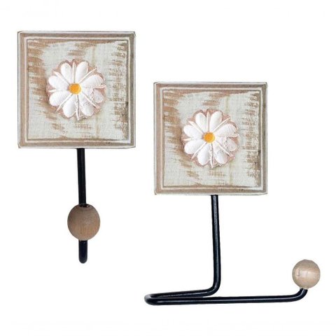 Kit para Banheiro com 2 Porta Papel Higiênico e 2 Toalheiros Rustico Flor Branca Cor Branco