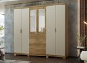 Ver imagem 1 de Guarda-Roupa Dubai Ouro 235cm MDF c/ Vidro Reflecta - Nature/Fendi  Vila Rica