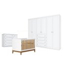 Ver imagem 1 de Quarto de Bebê Americano 6 Portas com Berço Americano Flip Branco Acetinado Savana Reller - Henn