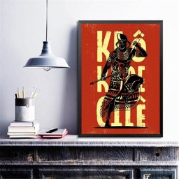 Quadro Candomblé Poster Xangô 24x18cm:madeira Branca - 1