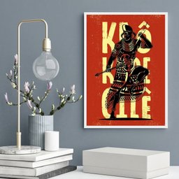 Quadro Candomblé Poster Xangô 24x18cm:madeira Branca - 2