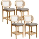 Ver imagem 1 de Kit 4 Banquetas Baixa Bar Cozinha Sala de Jantar Betta L02 Mel Tela Linho Bege - Lyam Decor