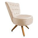 Ver imagem 2 de Poltrona Decorativa Royal Base Giratória de Madeira Slk Decor Bege