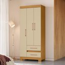 Ver imagem 1 de Guarda-Roupa Solteiro com 3 Portas e 2 Gavetas 75,7cm Multimóveis CR35678 Madeirado/Off White