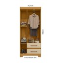 Ver imagem 3 de Guarda-Roupa Solteiro com 3 Portas e 2 Gavetas 75,7cm Multimóveis CR35678 Madeirado/Off White