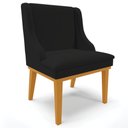 Ver imagem 6 de Kit 2 Cadeiras Decorativas Sala de Jantar Base Fixa de Madeira Firenze Linho Preto/Castanho G19 - Gr