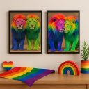 Ver imagem 1 de Kit 2 Quadros Decorativos Lgbt Gay - Leões 24x18cm:moldura Preta
