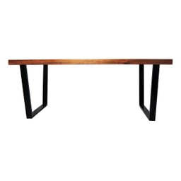 Mesa Industrial Diamond Madeira Maciça 1,80m Ferragem Preta - 2