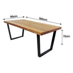 Mesa Industrial Diamond Madeira Maciça 1,80m Ferragem Preta - 3