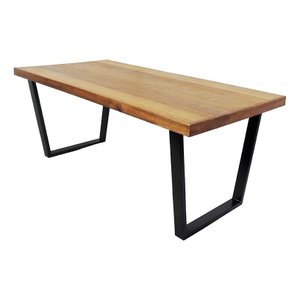 Mesa Industrial Diamond Madeira Maciça 1,80m Ferragem Preta