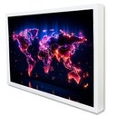 Ver imagem 1 de Quadro Decorativo Mapa Mundi Iluminado em Moldura Caixa TaColado Moldura Caixa 3cm Branca sem Vidro 