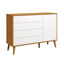 Ver imagem 1 de Comoda Sapateira Elfe Retro 1 Porta 4 Gavetas Branco Fosco com Savana - Moveisaqui