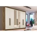 Ver imagem 1 de Guarda Roupa Casal 6 Portas (2 C/ Espelho) e 6 Gavetas Oslo Braúna/off White - Europa