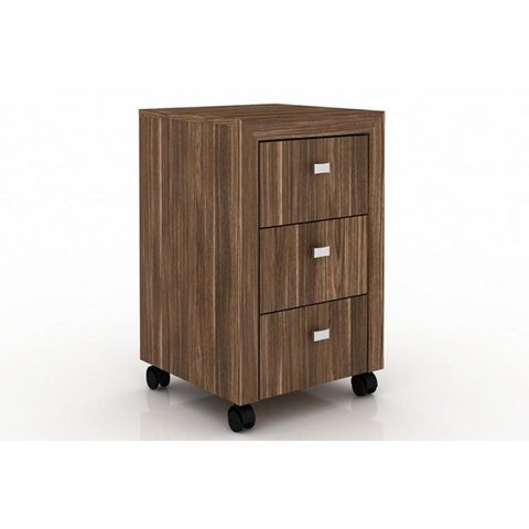 Gaveteiro p/ Escritório ME4108 c/ 3 Gavetas e Rodízios Nogal - Tecno Mobili