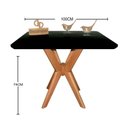 Ver imagem 2 de Mesa Jantar Pandora Tampo Quadrado Laca com Vidro 100cm Preto