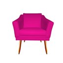 Ver imagem 3 de Kit Namoradeira + 2 Poltronas Decorativa Agatha Couro Rosa Pink Pés Madeira Mz Decor