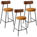 Ver imagem 1 de Kit 03 Banquetas Baixa Cozinha Sala Jantar Bancada Milão L02 Couríssimo Camel Whisky - lyam decor Ly