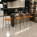 Ver imagem 2 de Kit 03 Banquetas Baixa Cozinha Sala Jantar Bancada Milão L02 Couríssimo Camel Whisky - lyam decor Ly