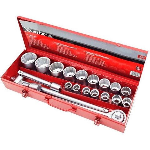 Jogo de Soquete Encaixe 3/4 Pol de 19 À 50Mm com 20 Peças Mtx