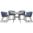 Ver imagem 1 de Mesa com 4 Cadeiras de Jantar Roma 100cm e Noronha em Aluminío Preto Corda Nautica Estofado 11 Trama