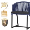 Ver imagem 4 de Mesa com 4 Cadeiras de Jantar Roma 100cm e Noronha em Aluminío Preto Corda Nautica Estofado 11 Trama