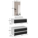 Ver imagem 2 de Conjunto de Gabinete Banheiro Creta 80cm (gabinete+cuba+espelheira) Branco Preto