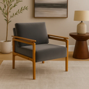 Ver imagem 1 de Kit 2 Poltronas Yasmin para Sala de Estar ou Varanda Gourmet Decorativa Estofada em Veludo:chumbo